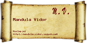 Mandula Vidor névjegykártya